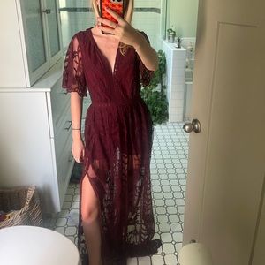 Beautiful maxi!! Sheer parts with a built in romper
